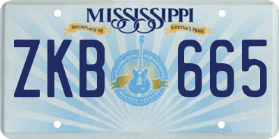 MS license plate ZKB665