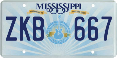 MS license plate ZKB667