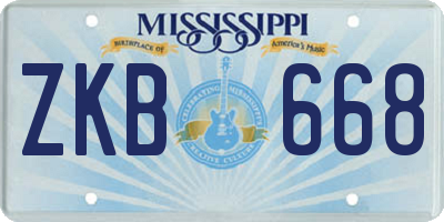 MS license plate ZKB668