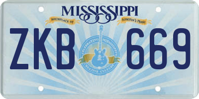 MS license plate ZKB669