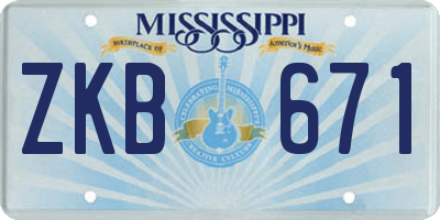 MS license plate ZKB671