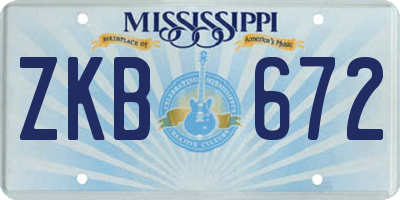 MS license plate ZKB672