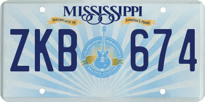 MS license plate ZKB674