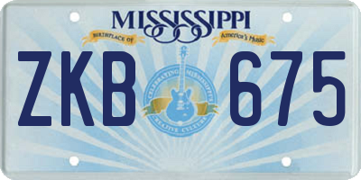 MS license plate ZKB675