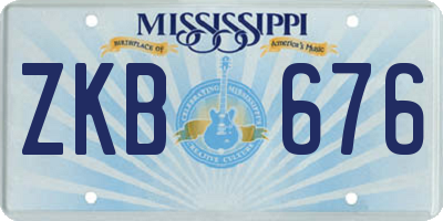 MS license plate ZKB676