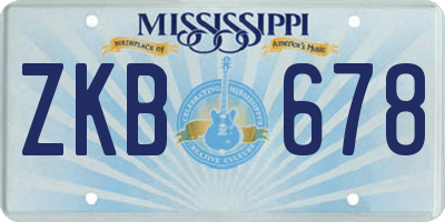 MS license plate ZKB678