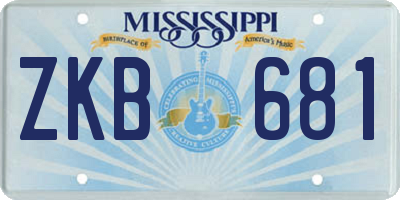 MS license plate ZKB681