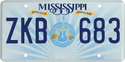 MS license plate ZKB683