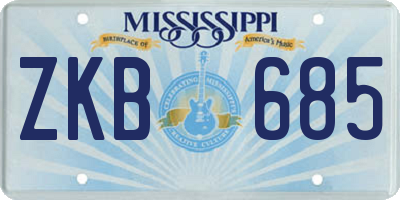 MS license plate ZKB685