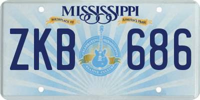 MS license plate ZKB686