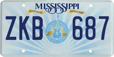 MS license plate ZKB687