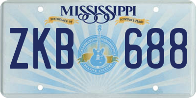 MS license plate ZKB688
