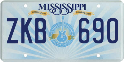MS license plate ZKB690