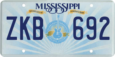 MS license plate ZKB692