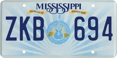 MS license plate ZKB694