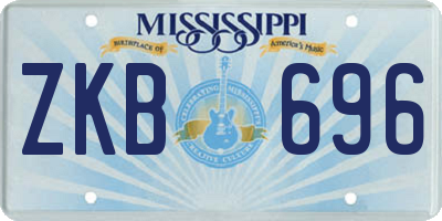 MS license plate ZKB696