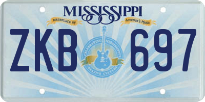 MS license plate ZKB697