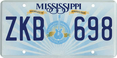 MS license plate ZKB698