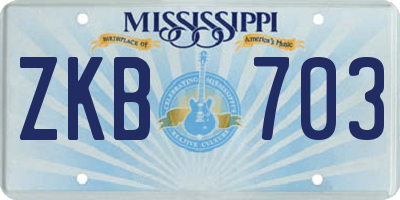 MS license plate ZKB703