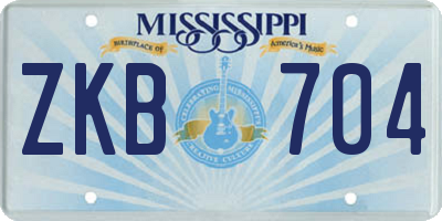 MS license plate ZKB704
