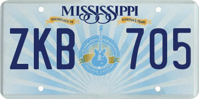 MS license plate ZKB705