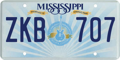 MS license plate ZKB707