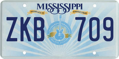 MS license plate ZKB709