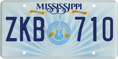 MS license plate ZKB710