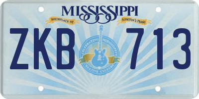 MS license plate ZKB713