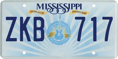 MS license plate ZKB717