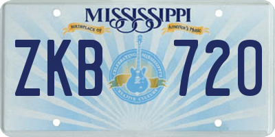 MS license plate ZKB720