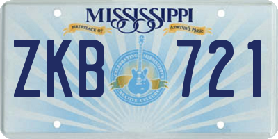 MS license plate ZKB721