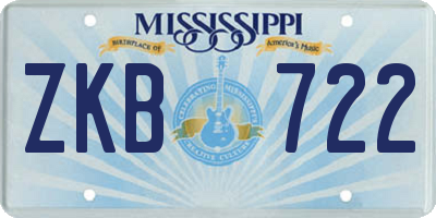 MS license plate ZKB722