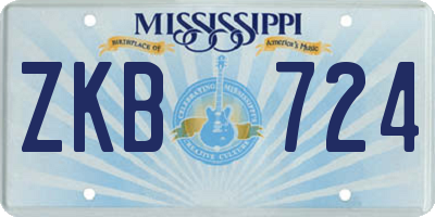 MS license plate ZKB724