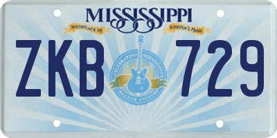 MS license plate ZKB729