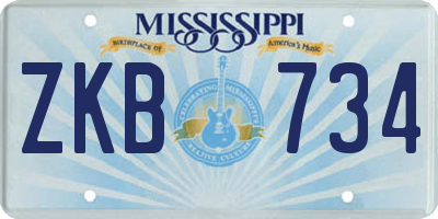MS license plate ZKB734