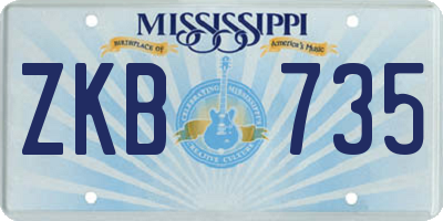 MS license plate ZKB735