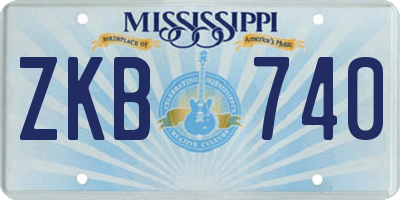 MS license plate ZKB740