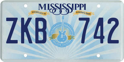 MS license plate ZKB742
