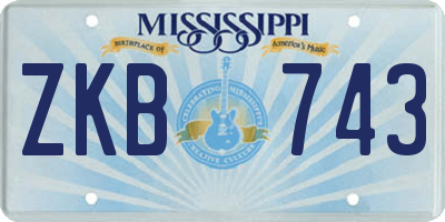 MS license plate ZKB743