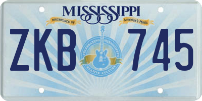 MS license plate ZKB745