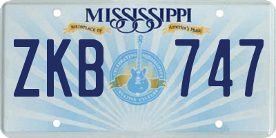 MS license plate ZKB747