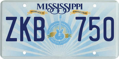 MS license plate ZKB750