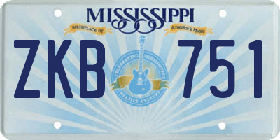 MS license plate ZKB751