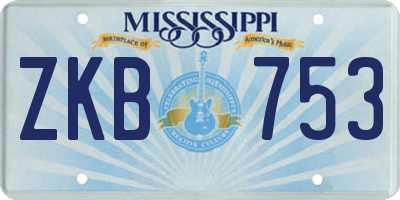 MS license plate ZKB753
