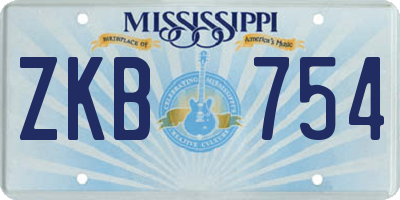 MS license plate ZKB754