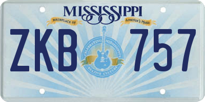 MS license plate ZKB757