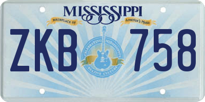 MS license plate ZKB758