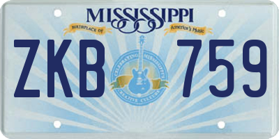 MS license plate ZKB759