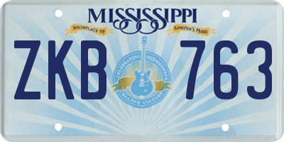 MS license plate ZKB763